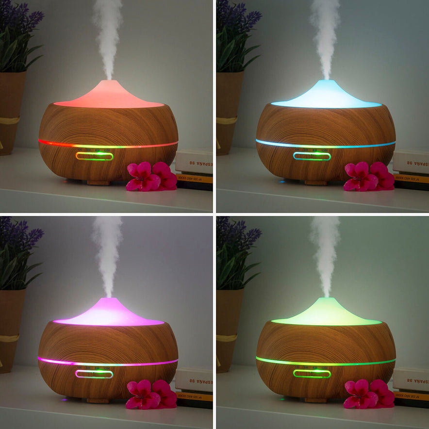 Umidificatore Diffusore di Aromi con LED Multicolore Wooden-Effect InnovaGoods